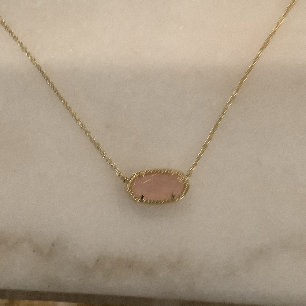 Kendra Scott Elisa Gold Necklace with Rose Quartz Pendant, Brand New - Picture 3 of 3